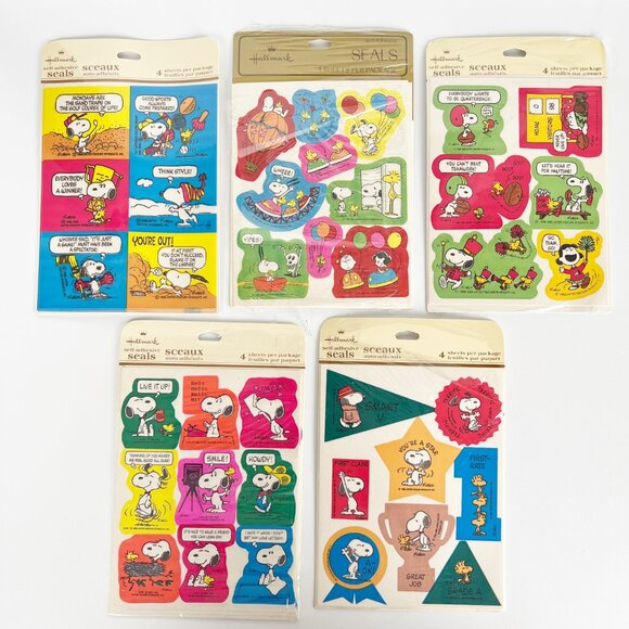 Vintage Snoopy Peanuts Hallmark Sticker Sheets Holiday Woodstock Charlie Brown - Picture 1 of 8